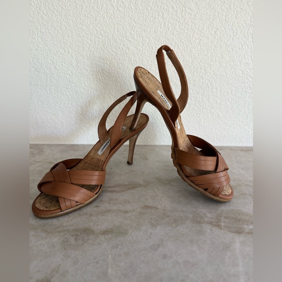 Manolo Blahnik Rancio Brown Leather Sandals Heels & Dust Bag Size 35 EU / 5 US - Picture 4 of 15